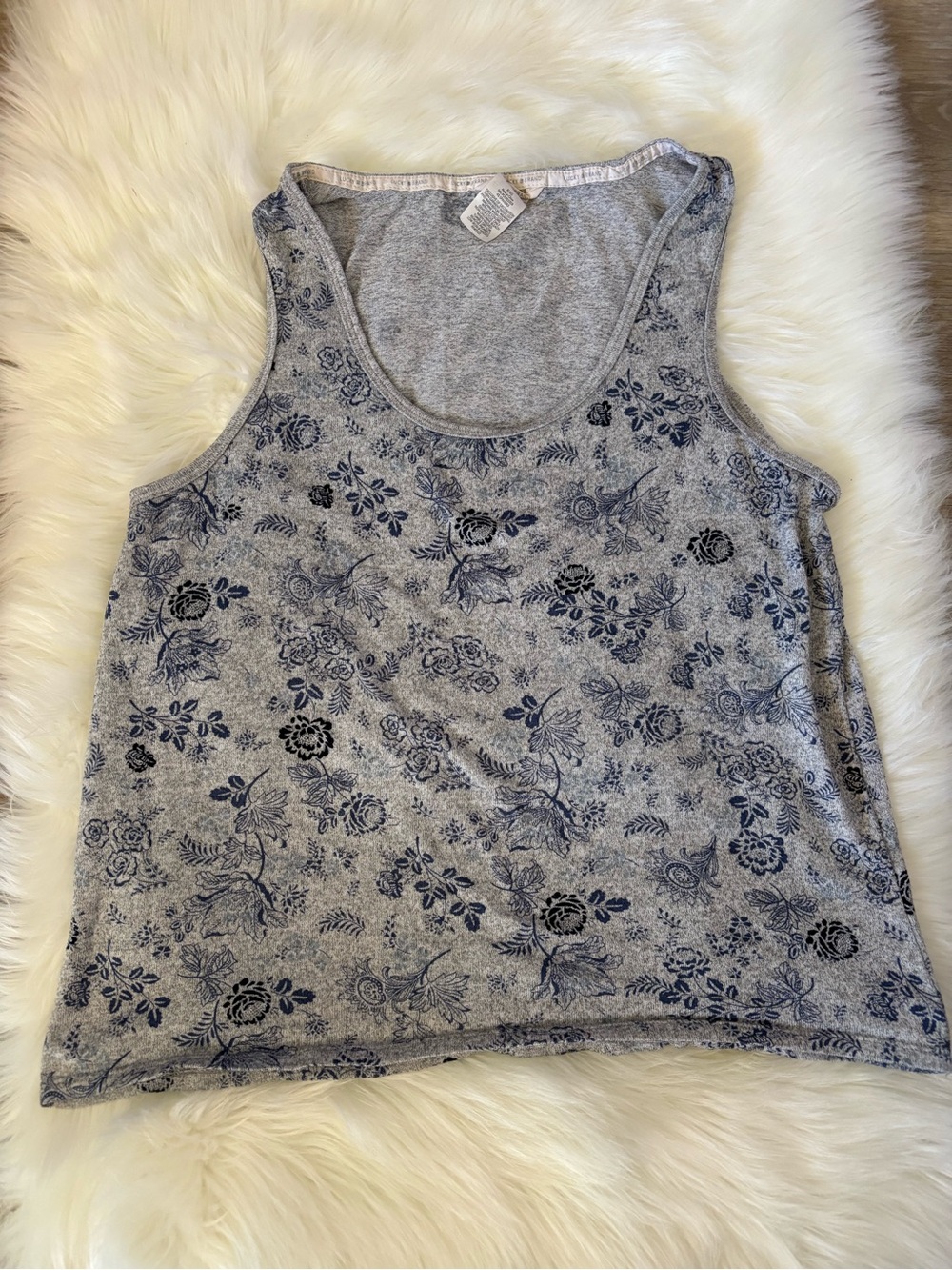 Lucky Brand Gray Tank with Navy Floral Print